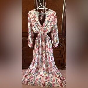 Pink floral summer maxi with cut outs!
